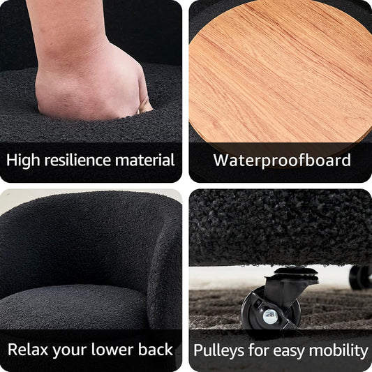 Mxfurhawa Storage Ottoman Modern Vanity Stool with Back Teddy Velvet Footstool with 5 Universal Wheels for Extra Seating Small Side Table Footrest Stool Makeup, Bedroom